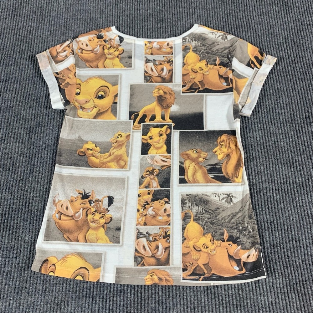 Disney Top Womens M White Lion King Short Sleeve Stretch Simba AOP Lightweight - Picture 7 of 9